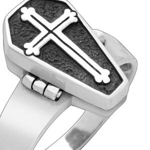 sterling silver coffin, design poison ring